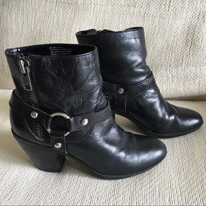Black Leather Harness Boots